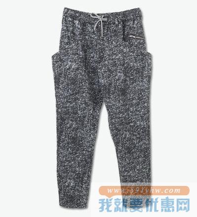 个性休闲！D-mop拉链雪花针织长裤