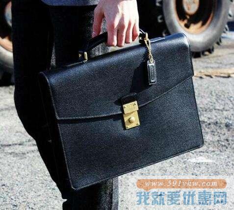 COACH 寇驰 Textured Leather 男士真皮公文包
