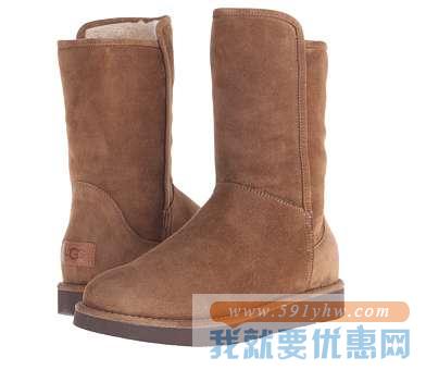 UGG Abree Short女款真皮羊毛雪地靴
