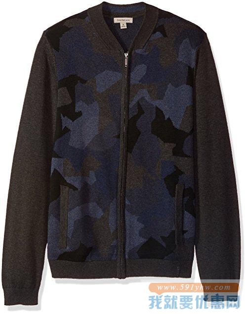 历史新低25.35美元 约160元 Calvin Klein Jeans Men s Jaquard Camo Full Zip $25.35（约160.87元）