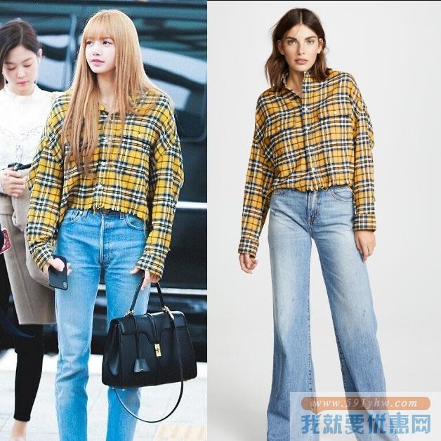 BLACKPINK成员LISA同款： R13 Cropped Work Shirt 格纹衬衫 直邮中国 USD$365(￥2263)