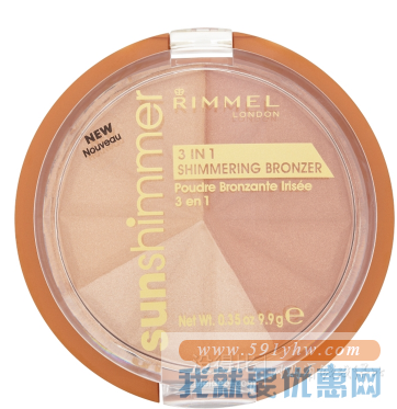 折合34.31元 凑单！Rimmel 芮谜 三色细闪古铜修容粉 9.9g Gold Princess