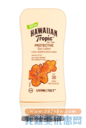 折合27.6元 现货！Hawaiian Tropic 夏威夷 防水防晒乳液 SPF30 100ml