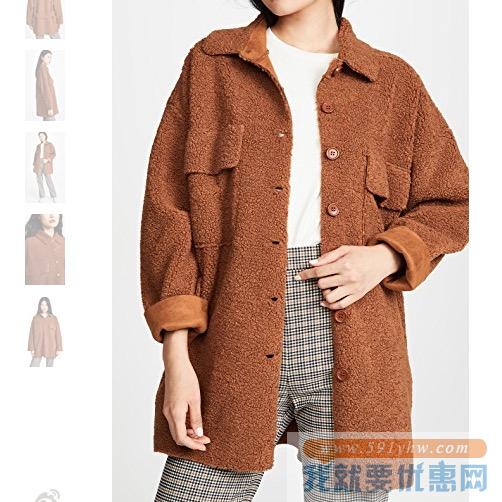 US$79.87美金！Moon River 羊羔绒宽松外套 女款 需用优惠码享折上折（约合558元）