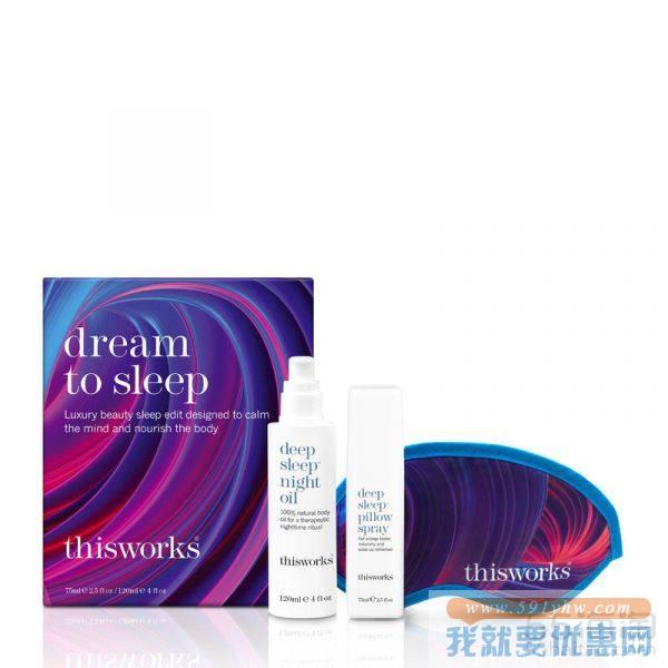 【7折+满£88减£8】this works 梦境助眠礼品套装 睡眠枕头喷雾 75ml+深层睡眠夜间精油 120ml+睡眠面膜