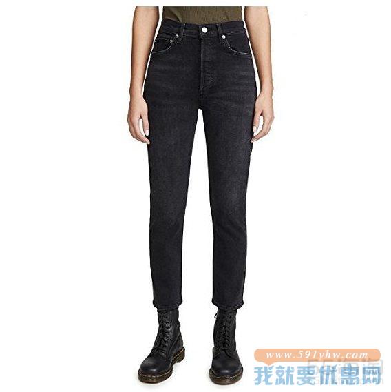 补货上架~AGOLDE Riley 黑色高腰牛仔裤