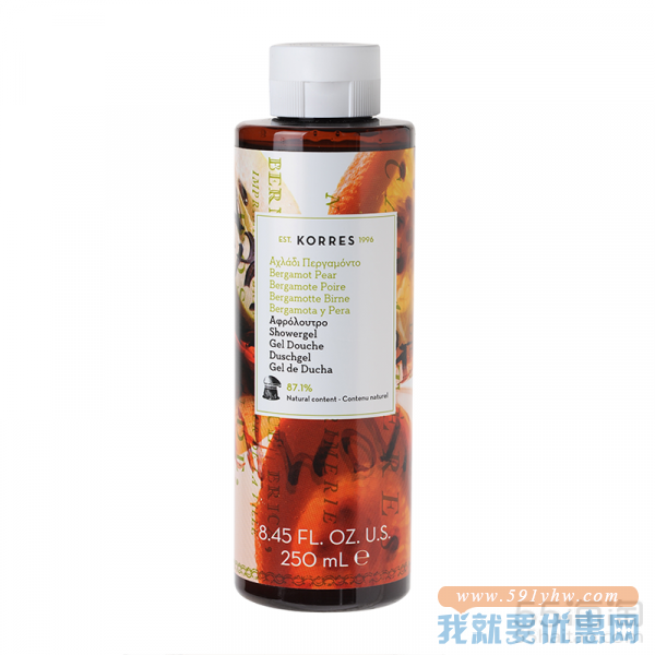 Korres 珂诺诗 佛手柑香梨沐浴啫喱 250ml