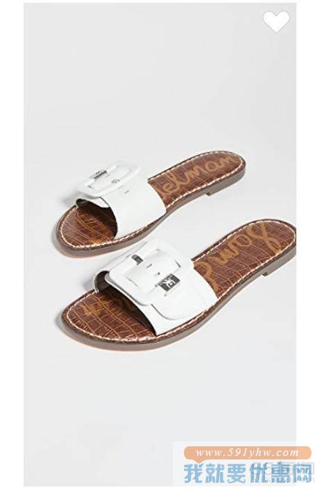 Sam Edelman Granada 白色真皮凉拖鞋