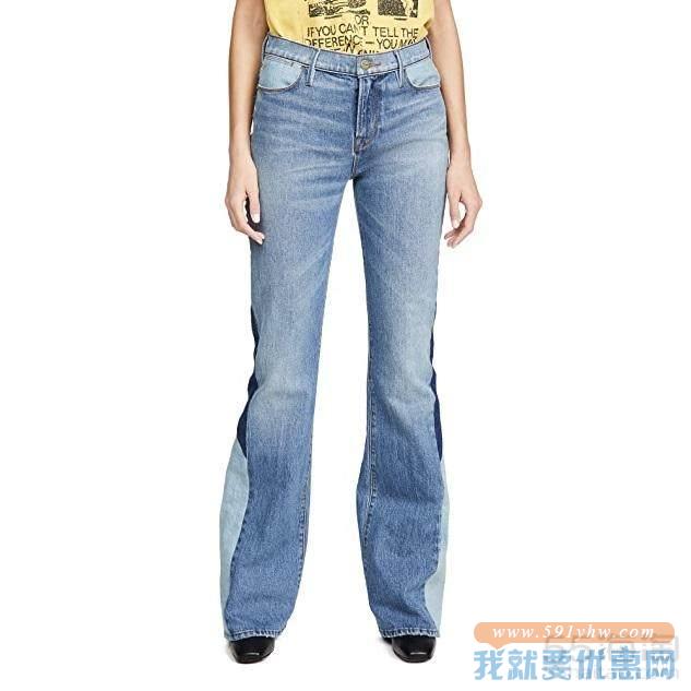 FRAME Le High Flare Diagonal Block 牛仔裤