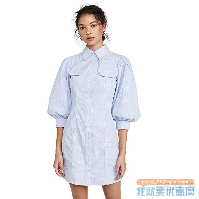 GANNI 棉质条纹连衣裙