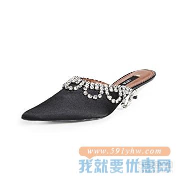 Area 扇贝饰边水晶穆勒鞋