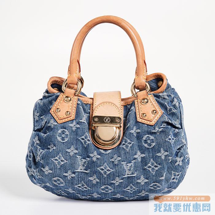 纽约What Goes Around Comes Around 复古LV 路易威登 Blue Denim Pleaty 牛仔手提包 烧包网 US$1450美金 免费直邮中国