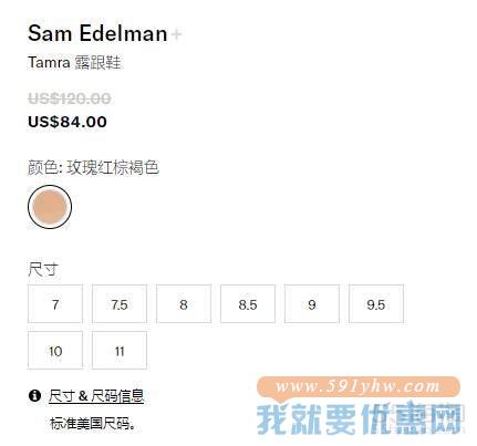 【7码及以上有货】Sam Edelman Tamra 裸色露跟鞋