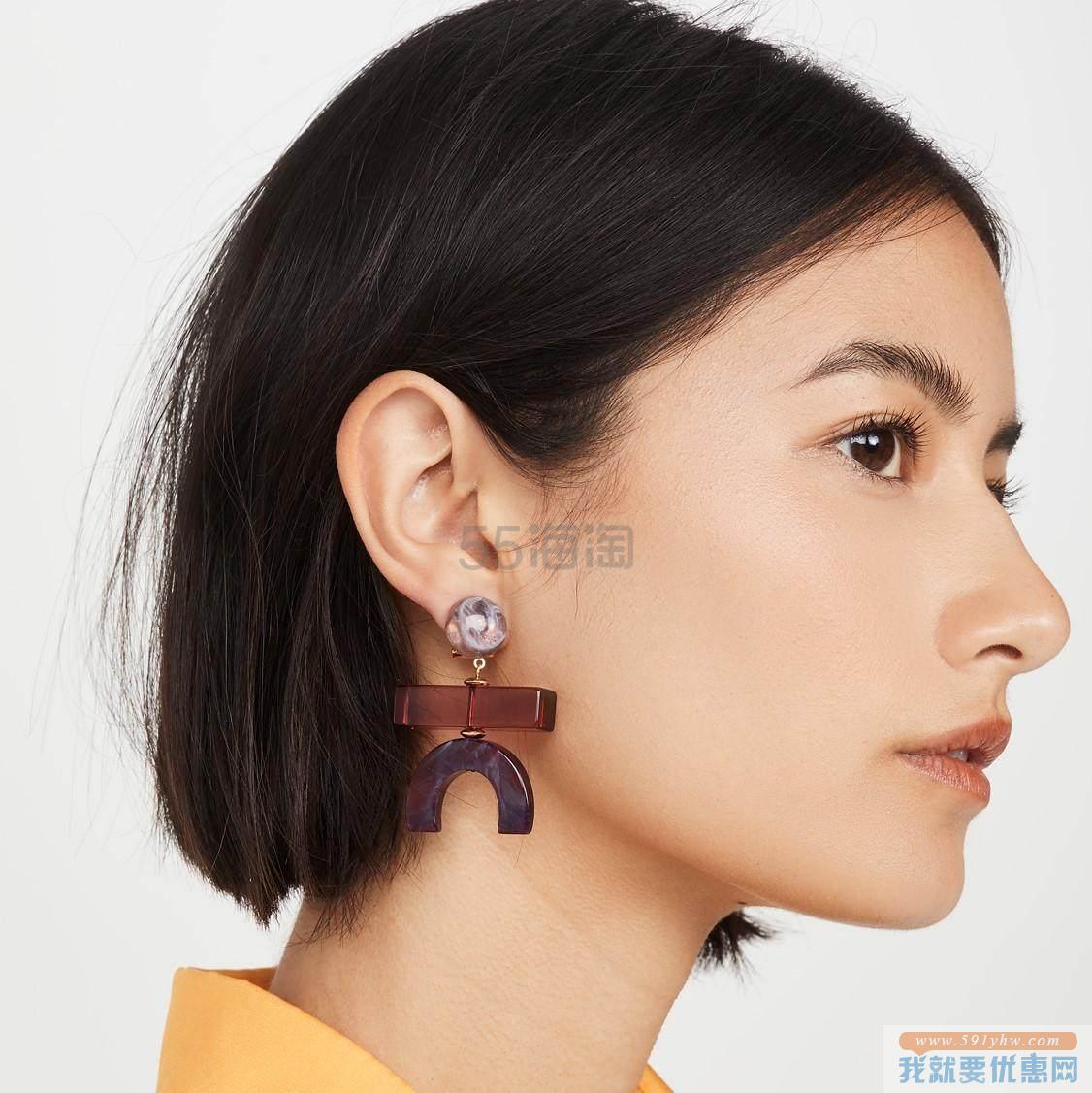 Rachel Comey 红紫色大理石纹耳环