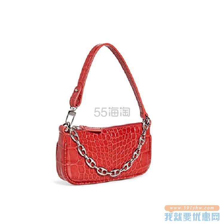 最后1件！【7折】BY FAR Mini Rachel 红色鳄鱼压花腋下包 $250.6（约1658元）