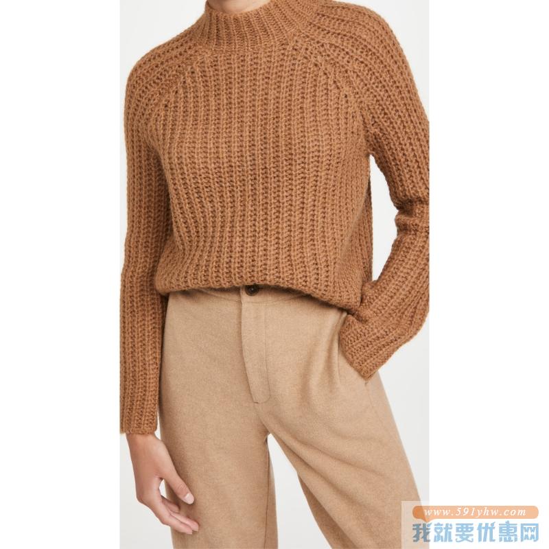 US$238直邮中国【黑五】Vince 羊驼美利奴羊毛混纺马海毛 连肩套头毛衫（两色可选） 需用8折优惠码（1564.99元）！阳光清关