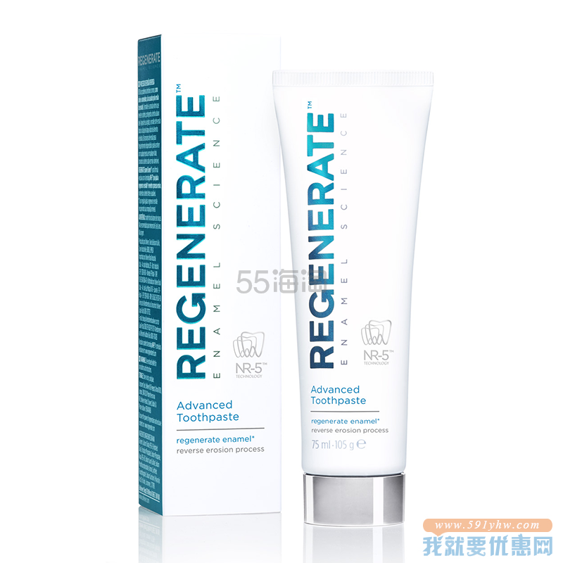 【8折+含税直邮】REGENERATE 修护牙釉质固齿牙膏 75ml ￡8（约73元）