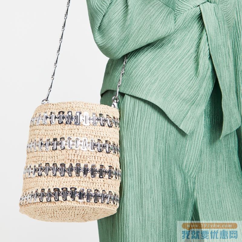 西班牙设计师品牌：Paco Rabanne 1969 R 草编水桶包 Shopbop烧包网6折直减￥4694.83 海淘